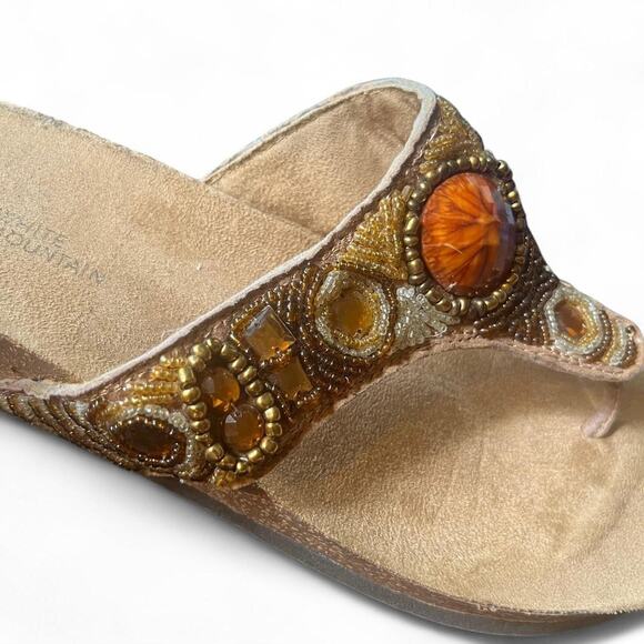 Gorgeous beaded leather wedge sandals - Picture 2 of 6